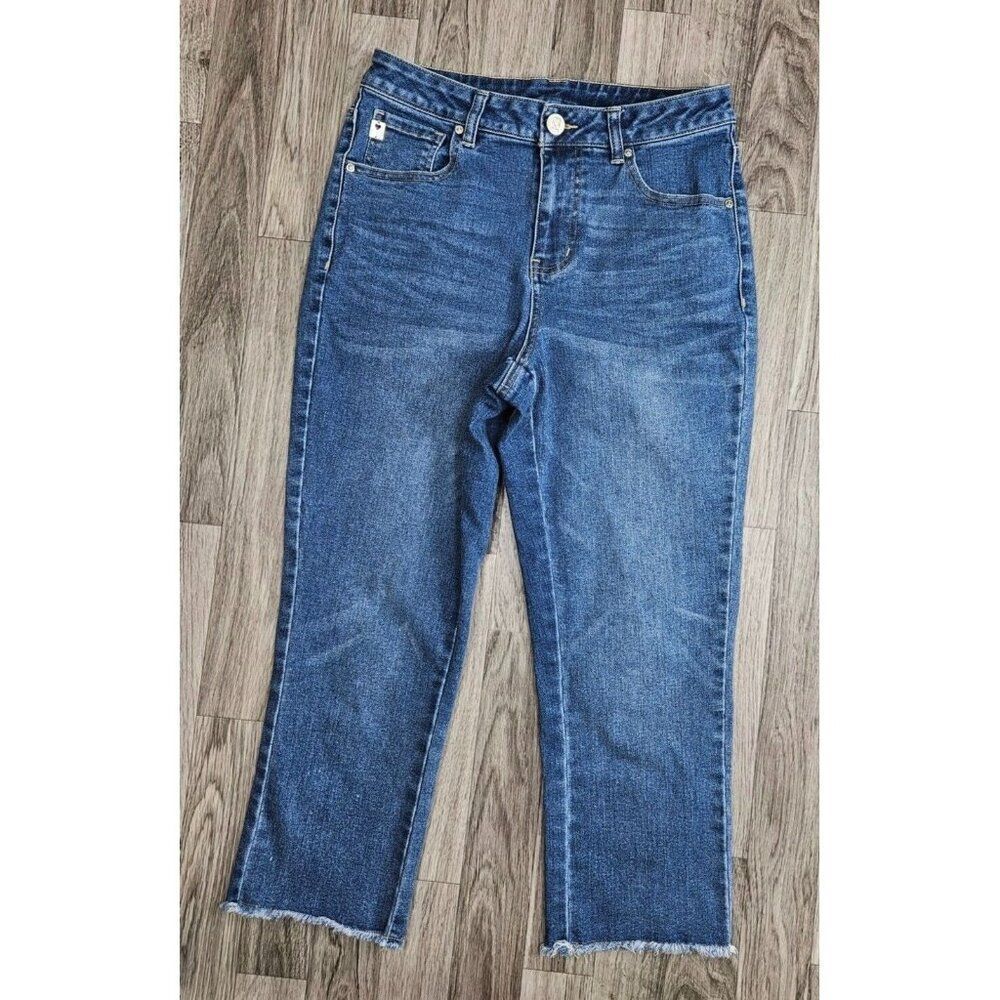 (3/$35) Belle By Kim Gravel Size 4T Fringe Hem Straight Leg Denim Blue Jeans‎